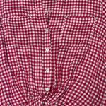 Jones New York Jones‎ New York Pink Gingham Plaid Roll Tab Sleeve Tie Front Blouse Top - L Photo 8