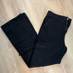 ZARA Mid Rise Black Straight Cargo Jeans With Slit Photo 0