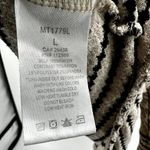 Miss Me Pieced Waffle Knit Thermal Top Mock Neck Oversized Striped Beige Black L Photo 3