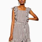 Topshop Dress Gingham Ruffle Mini Size 8 New w/Tag Photo 1