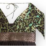 Linda Segal ⌘ Braided Belt Plunging Neckline Top ⌘ Chocolate Mint Leopard ⌘ L ⌘ Brown Size L Photo 3