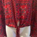 Altar'd State  Women’s Red Bandana Tie-Front Blouse, Size S Photo 2