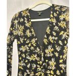 AFRM Tezza Black & Yellow Floral Ruched Mesh Bodycon Midi Dress XS Photo 4