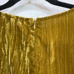 Mystree  M Dress Gold Velvet Snakeskin Pleated Bell Sleeve Sleek Old Money Witchy Photo 2
