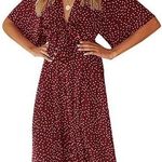 Amazon Red Polka Dot Gingham Wrap Dress Photo 0