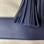 Amanda Blu shoulder bag. Navy & tan strip. Small pouch inside. Cute for Spring! Blue Photo 1