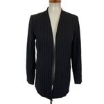 Halogen XS Black Pinstripe Open Front Longline Blazer Jacket Workwear Chic Photo 1