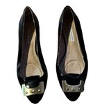 Diane Von Furstenberg Women's Black Patent Leather Ballet Flats with Metal Buckle Photo 0