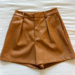 7 For All Mankind Camel Leather Shorts Photo 0