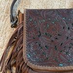 Turquoise Leather Fringe Purse Blue Photo 1