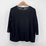 J.Jill Black 3/4 Sleeve Linen Cotton Blend Knit Sweater Top Womens Size Small Photo 3