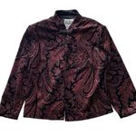 Sheri Martin Velvet Floral Jacket Black red Size 12 Vintage Bling Floral Photo 8