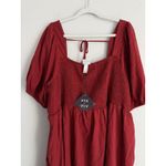 Ava & Viv  Women's 3X Balloon Elbow Sleeve Smocked Dress Red Flowy Pockets NEW Photo 5