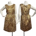 J.Crew Women's Sz 4 Golden Brown Sheath Dress Leopard Print Bow Preppy Casual Photo 1