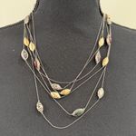 Lucky Brand  Long two tone triple stand layered silver tone necklace Photo 3