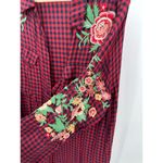 ZARA Cardigan Women SMALL Red Navy Blue Plaid Button Front Maxi Dress Duster Photo 7