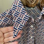 Vintage 70s Cricket Lane Brown Blue Dagger Collar Polyester Button Front Shirt Photo 3