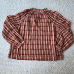 Faherty Annalise Blouse Top Organic Cotton Sunset Gingham Plaid Small Photo 4
