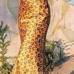 4SI3NNA Quinn Medium Gold Orange Black Animal Print Satin Midi Skirt Photo 0