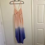 Gypsy 05  100% Silk Ombre Dip Pink Blue Boho Midi Dress Size Small Summer Beach Photo 5