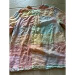 Lands' End Top Womens XL Pastel Plaid Linen Casual Preppy Coastal Career Photo 3