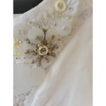 Chico's Nwt womens size 4/6  embellished beaded front linen alabaster white top Photo 2