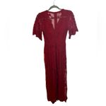 Socialite Red Lace Overlay Romper Maxi Dress Photo 1