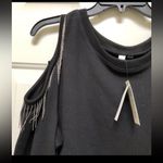Ny Collection  Black Cold Shoulder Sweatshirt with Chain Accents Photo 7