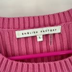 English Factory Sweater Women's Size Large Rib Ruffle Edge Pink Red Fuzzy Cuffs Photo 2