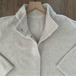 Eileen Fisher  Boucle Wool Knit High Collar Jacket in Oatmeal Heather Size Large Photo 4