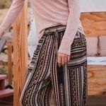 Fabulous Boho Floral Print Wide Leg Pants With Front Tie & Pockets Multiple Size M Photo 0