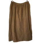 Cynthia Ashby Tan Brown Linen Skirt Elastic Waist Pull On Minimalist Logenlook L Size L Photo 1