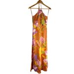 CAROLINE CONSTAS Linen Blend Halter Printed Midi Dress Size US XS Photo 2