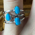 Sleeping Beauty Turquoise Sterling Silver Stackable Ring Set Size 6 Photo 0