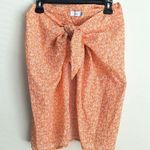 ONIA  Orange Leaf Print Cotton Casual Swim Sarong Small Photo 0