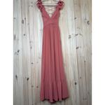 Lulus NWT  Soiree Celebration Rusty Rose Ruffled Lace-Up Maxi Dress Bridesmaid S Photo 1
