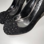 BCBGMAXAZRIA Paris Black Studded Rose Appliqué Stiletto Heels Photo 5