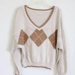 American Eagle Beige Argyle Knit Sweater | Photo 0