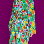 ban.do Leisure Blue Colorful Tutti Frutti Floral Cotton Robe Multiple Photo 7