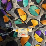 Vintage Adolfo Saks Fifth Avenue Pleated Silk Skirt Grey Gold Teal Dots Small Gray Photo 9