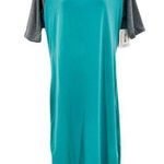 LuLaRoe Julia Turquoise Charcoal Gray Baseball Tee Tunic Shift Dress Large Photo 0