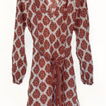 Boden Linen Dress Womens Size 10 Mini Vneck Long Sleeve Cute Chic Boho Photo 0