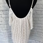 EXPRESS women M cold shoulder spaghetti strap white lace dress w/tan lining Photo 11
