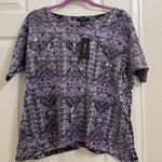 Style & Co  Geometric Purple Sequin Blouse Top NWT Photo 0