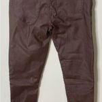 Akira Faux Leather Pleather Biker Moto Pants Stretch Skinny Brown Coated Small Photo 4