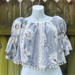 Alythea  off the shoulder flutter sleeve floral crop blouse Photo 0