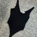 Leith Black Basic V-Neck Bodysuit Size Small Photo 0