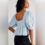 Free People  Leave It To Me Babydoll Blouse Blue Top Size M Photo 1