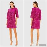 Mac Duggal 10032 Womens Quarter Sleeve High Neck Sequin Embellished Mini Dress Photo 1