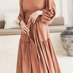 ELF HANDMADE long sleeve Thalia tiered midi dress Orange Size XXL Photo 0